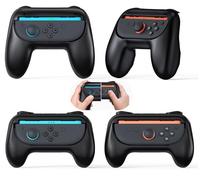 FYOUNG Double Taille Poignée de Manette pour Nintendo Switch 2 (2025)/ Switch 1/OLED - Support pour JoyCon 2&1 Accessoires Famille Ergonomique Confortable (4 Paquets) - Noir