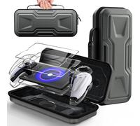 FYOUNG Étui de Transport et Coque de Protection pour Playstation Portal, Kit Accessoires de Voyage pour PS5 Portal, Case de Rigide Portable, Housse pour PS Portal, et 2 Pièces Verre Trempé - Gris
