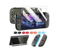 FYOUNG Switch 2 Coque et 2X Protection Ecran Kit d'accessoires pour Nintendo Switch 2 - Housse Anti-Rayures Rigide en PC, Protège-Écrans en Verre Trempé, Capuchon Joystick - Noir