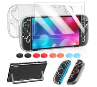FYOUNG Switch 2 Coque et 2X Protection Ecran Kit d'accessoires pour Nintendo Switch 2 - Housse Anti-Rayures Rigide en PC, Protège-Écrans en Verre Trempé, Capuchon Joystick - Transparent