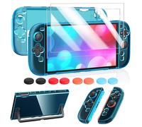 FYOUNG Switch 2 Coque et 2X Protection Ecran Kit d'accessoires pour Nintendo Switch 2 - Housse Anti-Rayures Rigide en PC, Protège-Écrans en Verre Trempé, Capuchon Joystick - Bleu