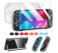 FYOUNG Switch 2 Coque et 2X Protection Ecran Kit d'accessoires pour Nintendo Switch 2 - Housse Anti-Rayures Rigide en PC, Protège-Écrans en Verre Trempé, Capuchon Joystick - Paillettes Clair
