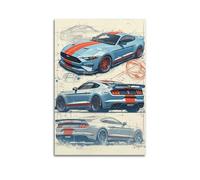 FYRCO Poster américain Muscle Cars Mustang GT500 - Impression sur toile décorative - 60 x 90 cm