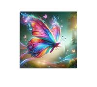 FYRCO Poster d'art animal papillons multicolores peinture sur toile 30 x 30 cm
