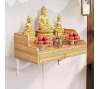 FYRDTNG Autel bouddhiste mural en bois massif, table de prière et de fumage en bois avec plateau extensible, conçue pour la méditation et la prière, idéale pour les petits espaces. (C,30 cm)