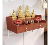 FYRDTNG Autel bouddhiste mural en bois massif - Table de prière et de fumage en bois avec plateau extensible - Conçue pour la méditation et la prière - Idéale pour les petits espaces (A, 60 cm)