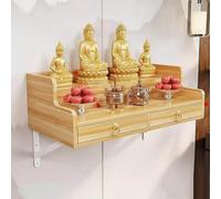 FYRDTNG Autel bouddhiste mural en bois massif, table de prière et de fumage en bois avec plateau extensible, conçue pour la méditation et la prière, idéale pour les petits espaces. (C,60 cm)