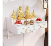 FYRDTNG Autel bouddhiste mural en bois massif, table de prière et de fumage en bois avec plateau extensible, conçue pour la méditation et la prière, idéale pour les petits espaces. (B, 60 cm)