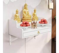 FYRDTNG Autel bouddhiste mural en bois massif, table de prière et de fumage en bois avec plateau extensible, conçue pour la méditation et la prière, idéale pour les petits espaces. (B, 50 cm)