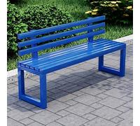 FYRDTNG Banc de Jardin Banc Public, Banc Extérieur en Acier Galvanisé, Robuste et Résistant aux Intempéries, Idéal pour Patio, Parc, Balcon & Espaces Publics, Coloré(Blue+backrest,120cm/47.2in)