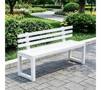 FYRDTNG Banc de Jardin Banc Public, Banc Extérieur en Acier Galvanisé, Robuste et Résistant aux Intempéries, Idéal pour Patio, Parc, Balcon & Espaces Publics, Coloré(White+backrest,100cm/39.4in)