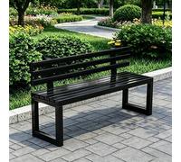 FYRDTNG Banc de Jardin Banc Public, Banc Extérieur en Acier Galvanisé, Robuste et Résistant aux Intempéries, Idéal pour Patio, Parc, Balcon & Espaces Publics, Coloré(Black+backrest,120cm/47.2in)