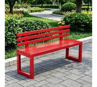 FYRDTNG Banc de Jardin Banc Public, Banc Extérieur en Acier Galvanisé, Robuste et Résistant aux Intempéries, Idéal pour Patio, Parc, Balcon & Espaces Publics, Coloré(Red+backrest,150cm/59in)