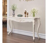 FYRDTNG Table Console Entrée Étroite, Meuble Baroque Vintage Orné, Bord Doré, Table de Couloir en Bois Blanc, Table de Canapé Décorative pour Salon(Gold Trim,140cm/55.1in)