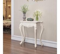 FYRDTNG Table Console Entrée Étroite, Meuble Baroque Vintage Orné, Bord Doré, Table de Couloir en Bois Blanc, Table de Canapé Décorative pour Salon(Silver Trim,70cm/27.6in)