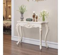 FYRDTNG Table Console Entrée Étroite, Meuble Baroque Vintage Orné, Bord Doré, Table de Couloir en Bois Blanc, Table de Canapé Décorative pour Salon(Gold Trim,100cm/39.3in)