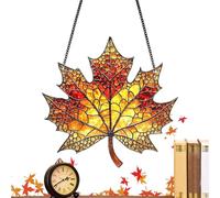 Fyrdyn Attrape-Soleil pour Fenêtre Intérieure - Décorations Murales Artisanales de Thanksgiving Pendentif | Pendentif en Acrylique Feuilles d'Érable Automnal Attrape-Soleil - pour Appui de Fenêtre
