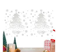 Fyrdyn Autocollants Sapin De Noël,2 Feuilles Décalcomanies Réutilisables | 34,8 X 49,8 Cm Autocollant Statique De Sapin De Noël Pour Fenêtre - pour Porte en Verre, Mur, Miroir, Salle de