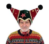 Fyrdyn Bonnet de Père Noël Design Double Corne Couvre-Chef Décor Costume | Avec Étoile à Sequins Bonnet Père Noël Pour Hommes Garçons Filles Fête d'Hiver Festive Cosplay
