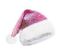 Fyrdyn Bonnet Du Père Noël De Noël - Chapeau De Père Avec Paillettes Scintillantes Et Bordure En Peluche,Accessoires De Tête Pour Costume Fêtes D'Hiver Nouvel An Carnaval Spectacle