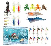 Fyrdyn Calendrier De Compte À Rebours Pour Noël 2025 - Équipement de Pêche en Eau Salée - Leurres Et Accessoires De Pêche Pour Le Compte À Rebours De Noël - Pour Lac Ruisseau Rivière Étang Réservoir