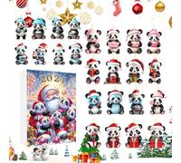 Fyrdyn Calendriers de l'Avent,Décor Panda 24 Jours en Acrylique 2D Calendrier Vacances - Pendentif Festif pour Activités Fêtes Arbre Mur Fenêtre Réunion Fête