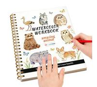 Fyrdyn Carnet de peinture aquarelle pour débutants,Livre de dessin sur le thème des animaux - Bloc aquarelle motif mignon - Pour Voyageurs, Étudiants, Artistes, Enseignants, Cours, Atelier, Maison,