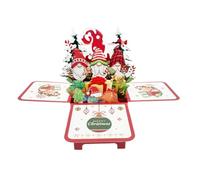 Fyrdyn Cartes de Noël Carte postale musicale gnome festif avec lumière | Vœux de Noël avec sapin Pour et adultes fête d'hiver décoration maison bureau affichage sur une table à