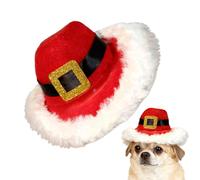 Fyrdyn Chapeaux pour Chien - Accessoire de Tête Ajustable pour Costume,Chapeau d'hiver pour Chien À Design avec Garniture en Peluche Blanche Et Éléments De Noël - pour Chaton Chiot Fête Mariage Hiver