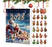 Fyrdyn Décorations De Noël Poulet Pour Sapin - Calendrier de l'Avent 2025 Compte à Rebours de 24 Jours avec Poussins,Suspensions en Acrylique 2D Mignonnes Charmes Animaux pour Arbre de Noël