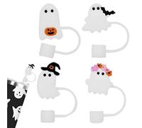 Fyrdyn Emballages pour Pailles | Embout De Paille Fantôme - 4 Pièces En Silicone Pour Cuisine Halloween Noël Décorations Fête Garçons Filles