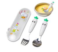 Fyrdyn Ensemble De Couverts Pour Enfant En Bas Âge,Service de Couverts Bébé en Acier Inoxydable avec Boîte de Rangement | Set De Vaisselle Pour Repas Combinant Fourchette Et Cuillère Pour Voyage Et