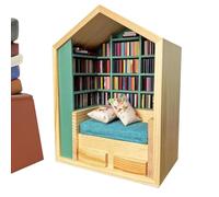 Fyrdyn Jouet Anti-Stress Bibliothèque, Petite Bibliothèque Fidget, Maison Miniature avec 200 Livres et 2 Coussins pour et Adultes Dortoir Voyage Salon Table de Chevet Chambre Bureau Chambre d'enfant