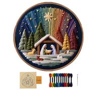 Fyrdyn Kit de Broderie de Noël - Crèche de Noël Faite Main - Set Ornements Artisanat À L'aiguille - pour Maison Voyage Cours d Art Projets Créatifs Décor Filles Passionnées