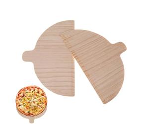 Fyrdyn Lot de 2 spatules à pizza en bois | Planche de service semi-ronde | Coupe-pâte classique | Planche à découper avec poignée | Pelle à pizza en bois pour un fromage et une pâtisserie parfaits