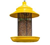 Fyrdyn Mangeoires pour pinsons pour l'extérieur - Tube de jardin en maille métallique avec plateau | Mangeoire à oiseaux anti-écureuils, pour jardin, cour, balcon, porche, arbre, clôture, fenêtre