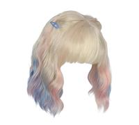 Fyrdyn Perruques Cosplay Pour Femmes,Perruques Halloween Courtes Bou s Colorées avec Franges Décorées - Accessoire De Jeu De Rôle,Pour Fête De Costume Spectacle Photographie Soirée Halloween Femmes