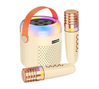 Fyrdyn Petite Machine À Karaoké - Enceinte De Voyage avec Lumières LED | Machine À Karaoké Jouet avec Microphone - pour Voyage, Camping, Maison, Pratique De Chant, Réunion Familiale, Fête