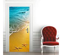 FYRHLH 3d Stickers Porte Mer et sable 3d Sticker Porte En Bois Auto-AdhéSif Mural De La Maison Stickers Muraux Chambre Salon Affiche Amovible Art Autocollants L83 x H204cm