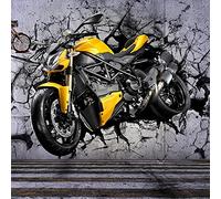 FYRHLH Grand sticker mural Abstraktes Motorrad Papier mural 3D papier peint autocollant Papier peint photo Décoration murale Moderne Décor Mural 350cm×250cm(LxH)