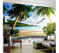 FYRHLH Grand sticker mural Strand Meer Papier mural 3D papier peint autocollant Papier peint photo Décoration murale Moderne Décor Mural 430cm×300cm(LxH)