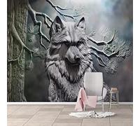 FYRHLH Papier Peint Panoramique 3D Tierwolf 3D Papier Peint Murales 3D pour Salon Chambre Restaurant Enfant Murale Moderne Décoration Mural 350cm×256cm(LxH)