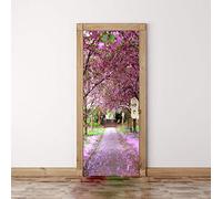 FYRHLH Porte Autocollants 3d Papier Peint Arbre à fleurs rose Stickers De Porte 3D Sticker Porte PVC Imperméable pour Décoration Mur Salon Cuisine Chambre Salle L83 x H204cm