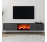 Concept Usine Meuble TV FYRI avec cheminée LED 150 cm gris anthracite