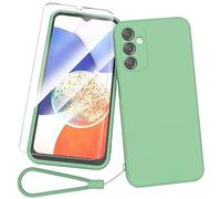 Fyriswho Coque Compatible avec pour Samsung Galaxy A14 4G / 5G + 1 × Pièces Verre Trempé, Souple Silicone Mince Étui Protection Anti-Rayures Housse pour Samsung Galaxy A14 4G / 5G - Vert