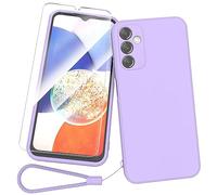 Fyriswho Coque Compatible avec pour Samsung Galaxy A14 4G / 5G + 1 × Pièces Verre Trempé, Souple Silicone Mince Étui Protection Anti-Rayures Housse pour Samsung Galaxy A14 4G / 5G - Violet