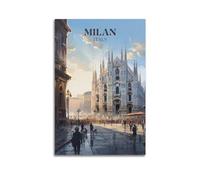 FYRN Poster rétro de voyage Milan Italie Art mural impression rétro esthétique décoration chambre bureau 30 x 45 cm sans cadre