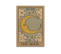 FYRN Poster vintage de carte de tarot La Lune - Art mural - Rétro - Esthétique - Décoration de chambre ou de bureau - 30 x 45 cm - Style sans cadre