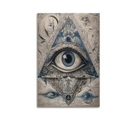 FYRNQ Poster « All Seeing Eye of Providence » - Impression sur toile - Décoration d'intérieur et de bureau - 30 x 45 cm - Style rétro - Sans cadre