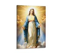 FYRNQ Poster de la Vierge Marie - Impression sur toile rétro - Décoration d'intérieur et de bureau - 20 x 30 cm - Style cadre